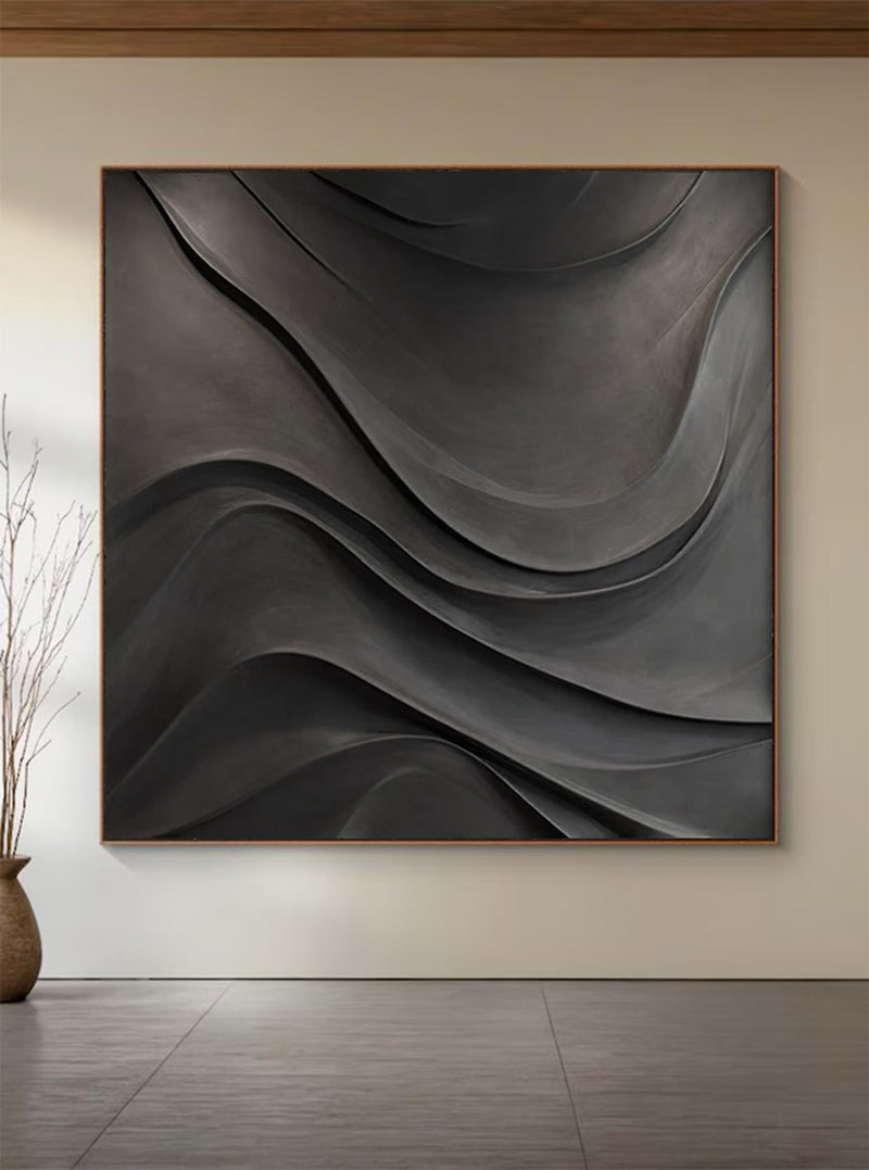 black Sculptured art Painting Art sculpture Textured Wall Decor black 3D Textured Wall Decor Customizable colors