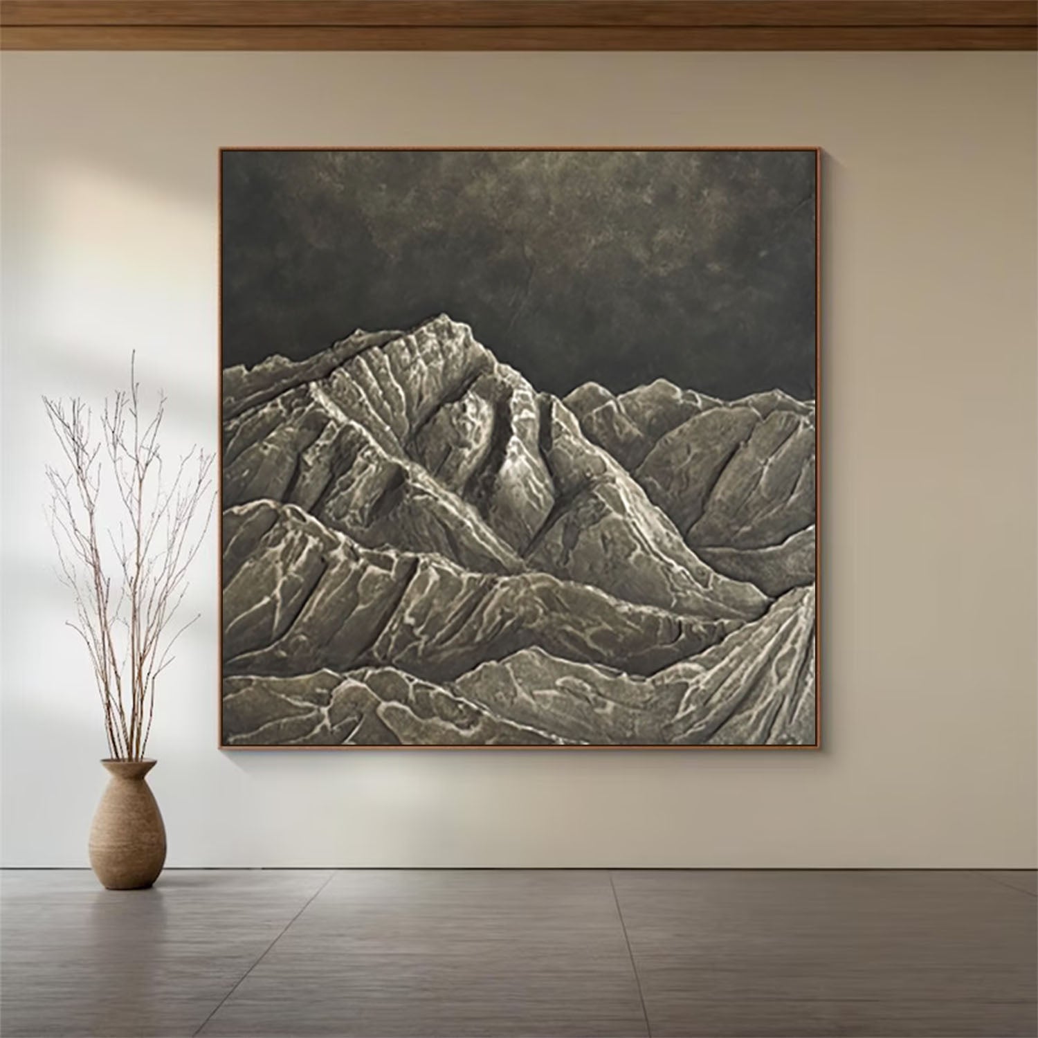 Hand-Carved Abstract Wood Relief Sculpture art Modern Minimalist 3D Wood Wall Art