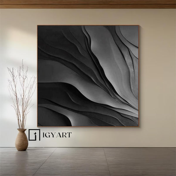 Black Sculptured art Art sculpture Textured Wall Decor Black 3D Textured Wall Decor Customized colors