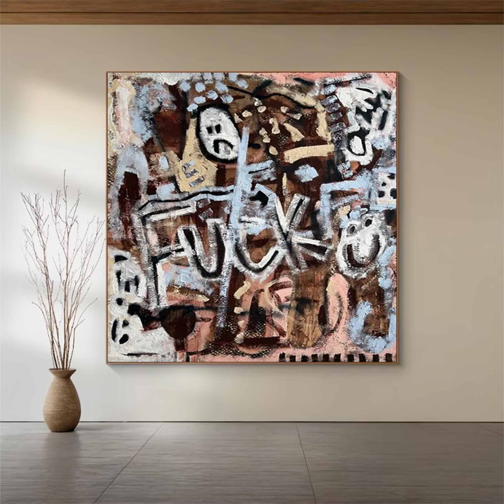 Brown abstract painting street graffiti art painting graffiti-style painting
