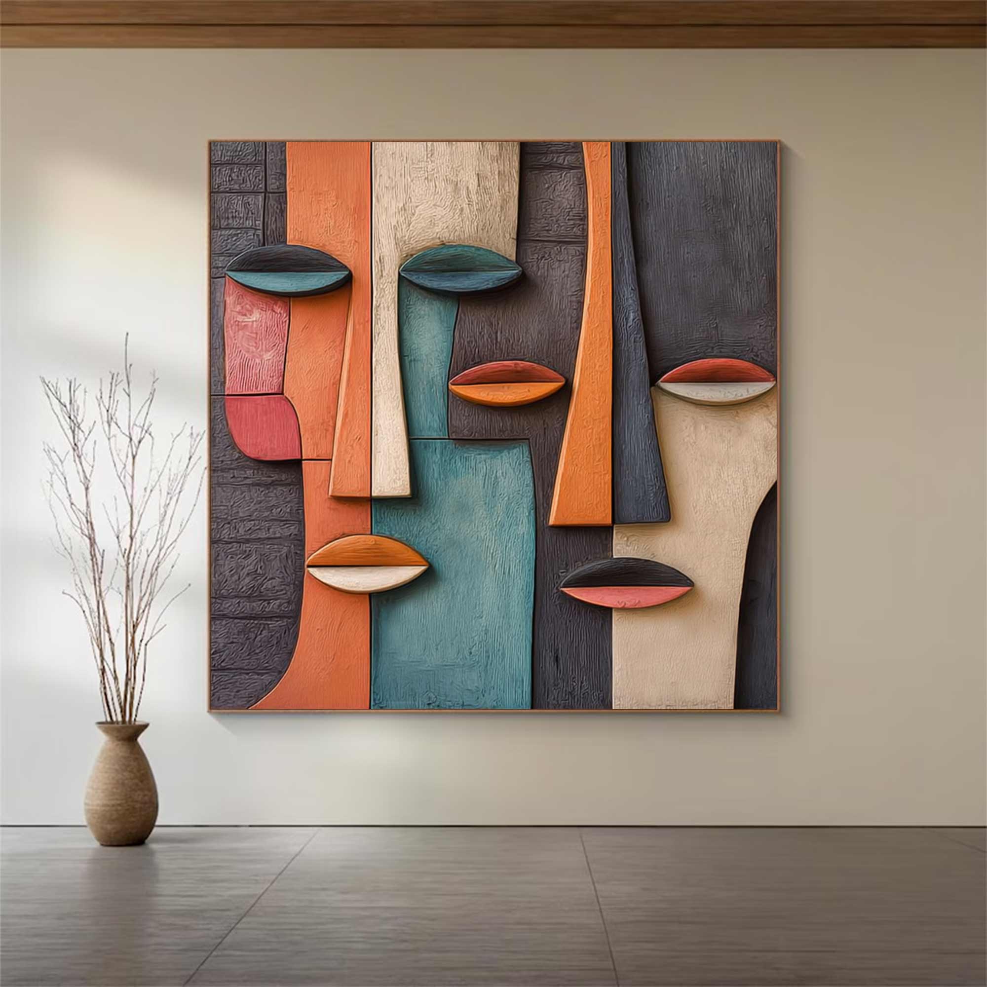 Wood carving wall decor Art Abstract 3D Textured Wall Decor