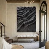 Wood Wall decor Black sculpture Wall art Black Wood carving wall art