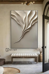 Beige grey wood carving wall art Beige grey Sculptured art Vertical wood carving wall art 