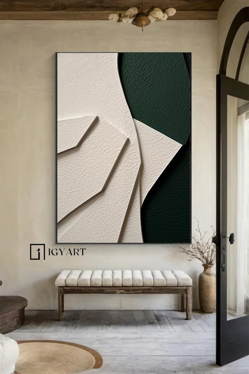 Green Sculptured art Painting Wood carving wall art Green Textured Wall art Customized colors