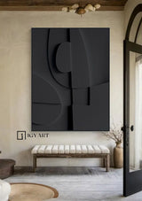 Wood carving wall art Black Textured Wall art Black Sculptured art Painting Customized colors