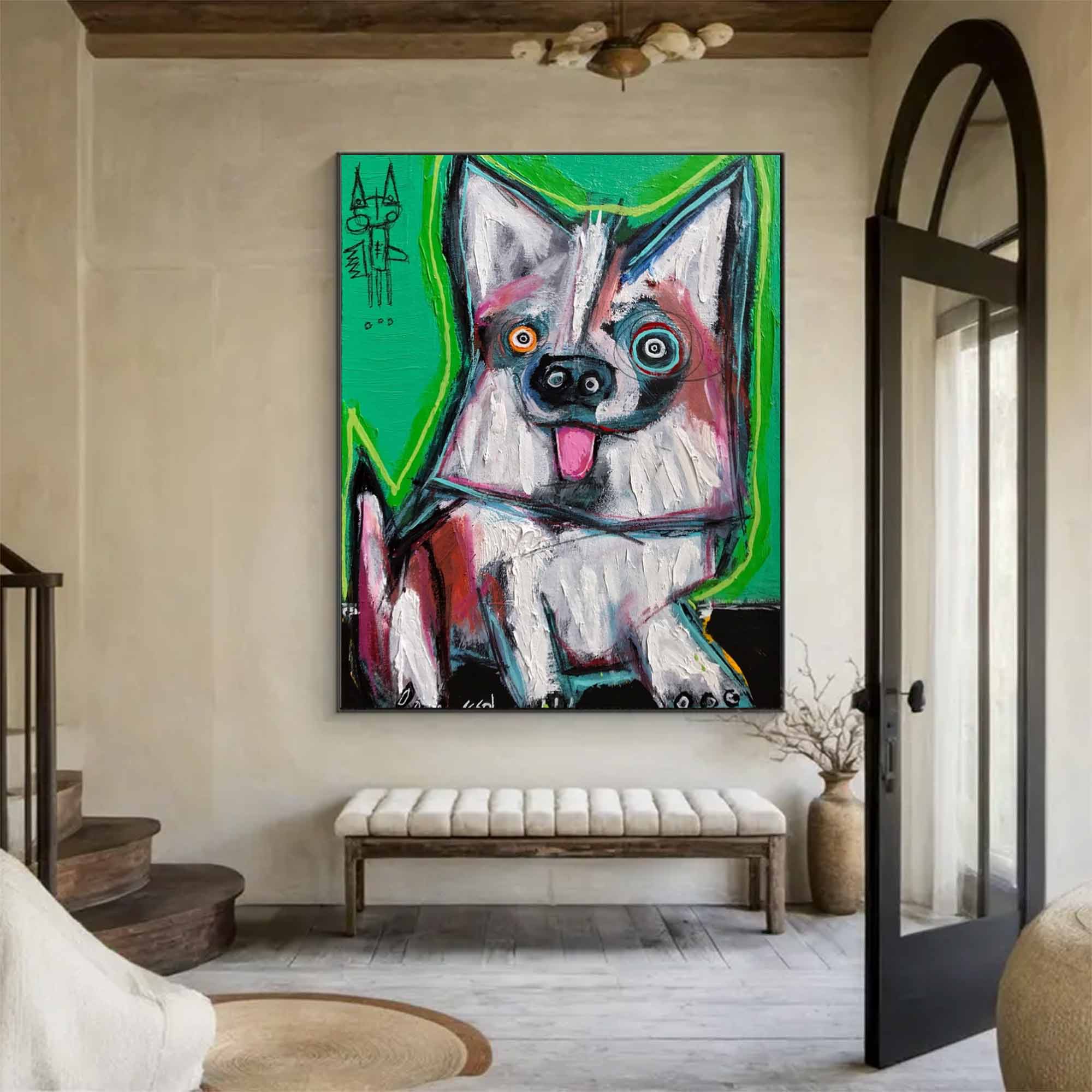 Modern Pop Art Colorful Pop Art Dog Canvas Street Graffiti Dog Art