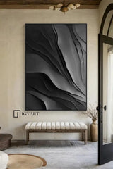 Black sculpture Wall art Black Wood carving wall art Black sculpture Textured Wall art Black Abstract Art