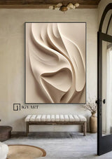 Beige wood carving wall art Beige Sculptured art Vertical wood carving wall art Customized colors