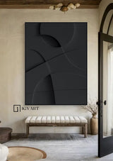 Wood carving wall art Black Textured Wall art Black Sculptured art Painting Customized colors