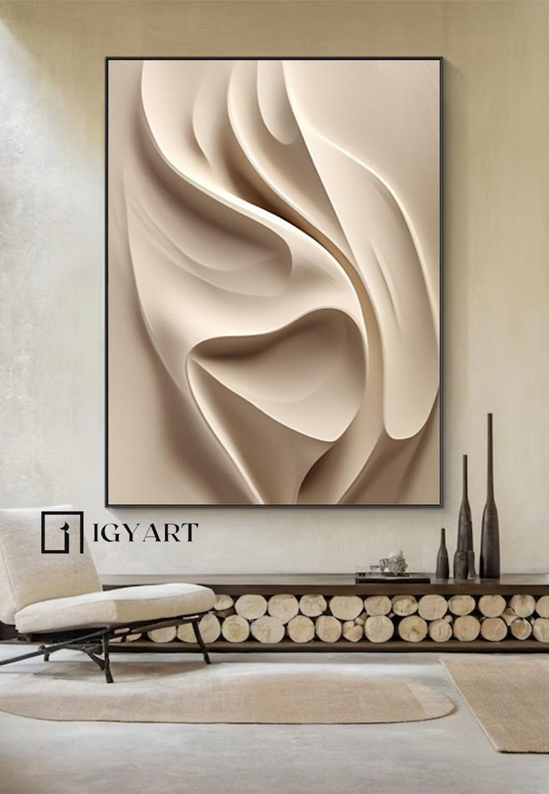 Beige wood carving wall art Beige Sculptured art Vertical wood carving wall art Customized colors