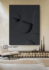 Black Textured Wall art Wood carving wall art Black Sculptured art Painting Black sculptured minimalist art Customized colors