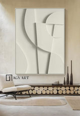 White Textured Wall art Wood carving wall art White Sculptured art Painting White sculptured minimalist art Customized colors