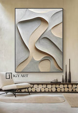 Beige grey wood carving wall art Beige grey Sculptured art Vertical wood carving wall art Customized colors