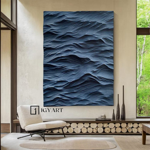 blue sculpture Textured Wall Decor blue Sculptured Wood Block Art Sculptured art Painting Customizable colors