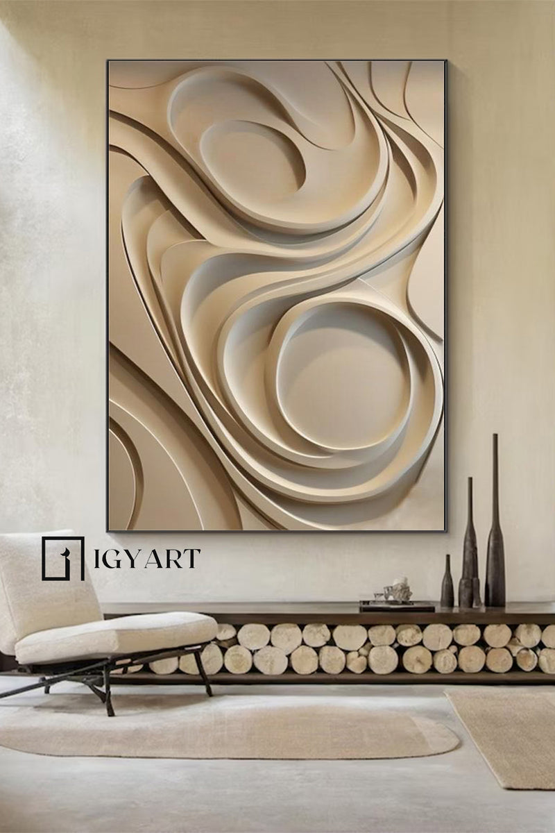 Beige wood carving wall art Beige Sculptured art Vertical wood carving wall art Customized colors