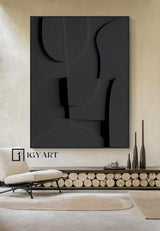 Wood carving wall art Black Textured Wall art Black Sculptured art Painting Customized colors