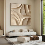 Wood carving wall art Beige Sculptured art Wooden wall decor
