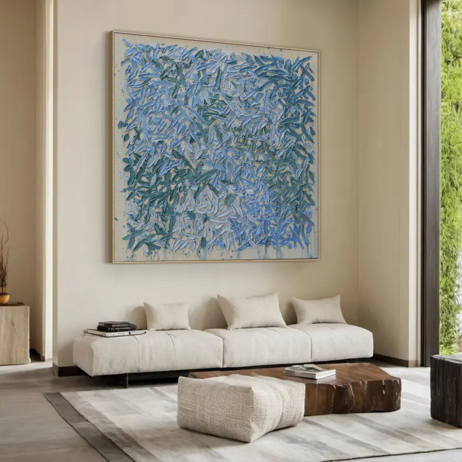 Large Blue abstract painting Blue texture wall art Blue Abstract Art