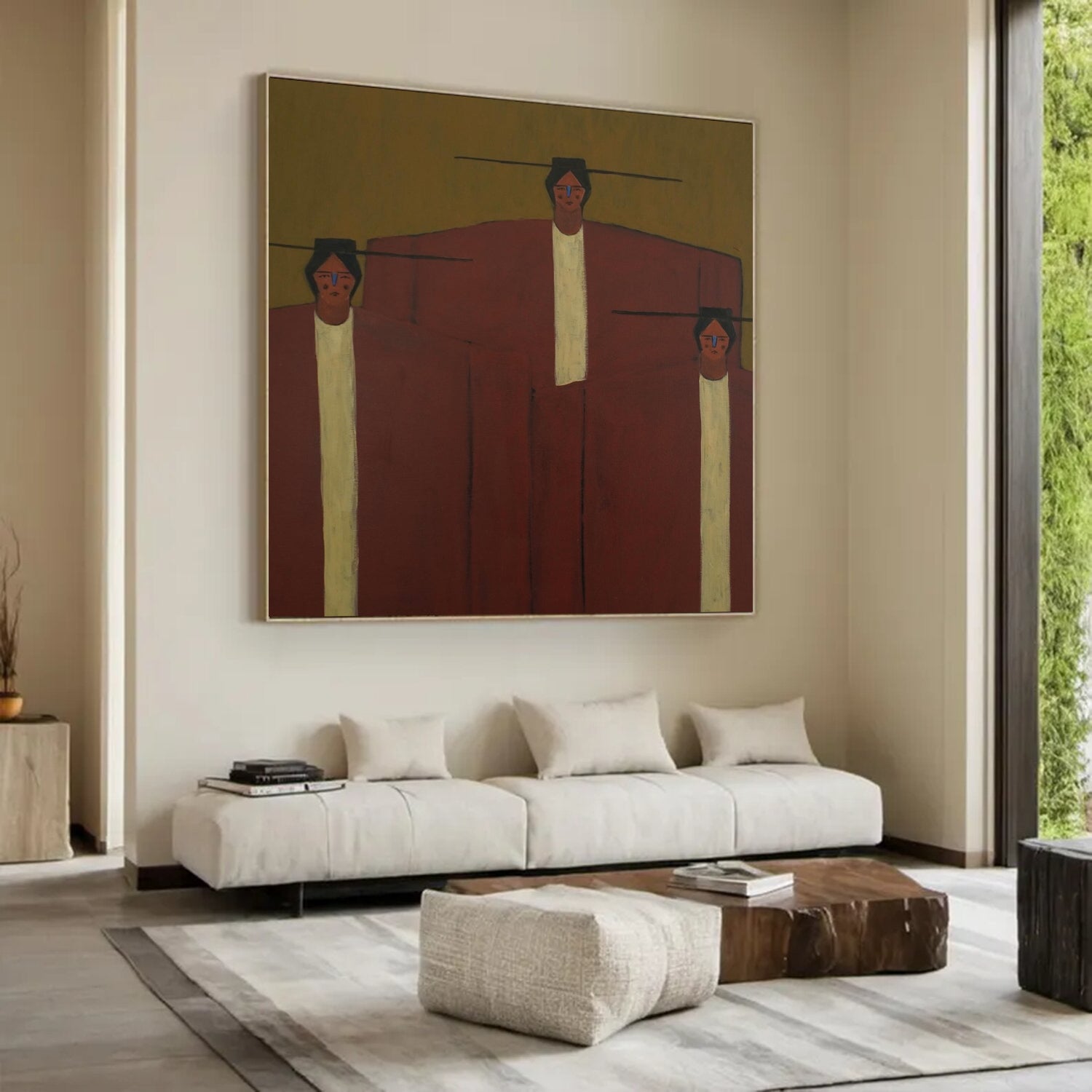 Earth-Toned Abstract Figurative Painting-Terracotta and Ochre Painting