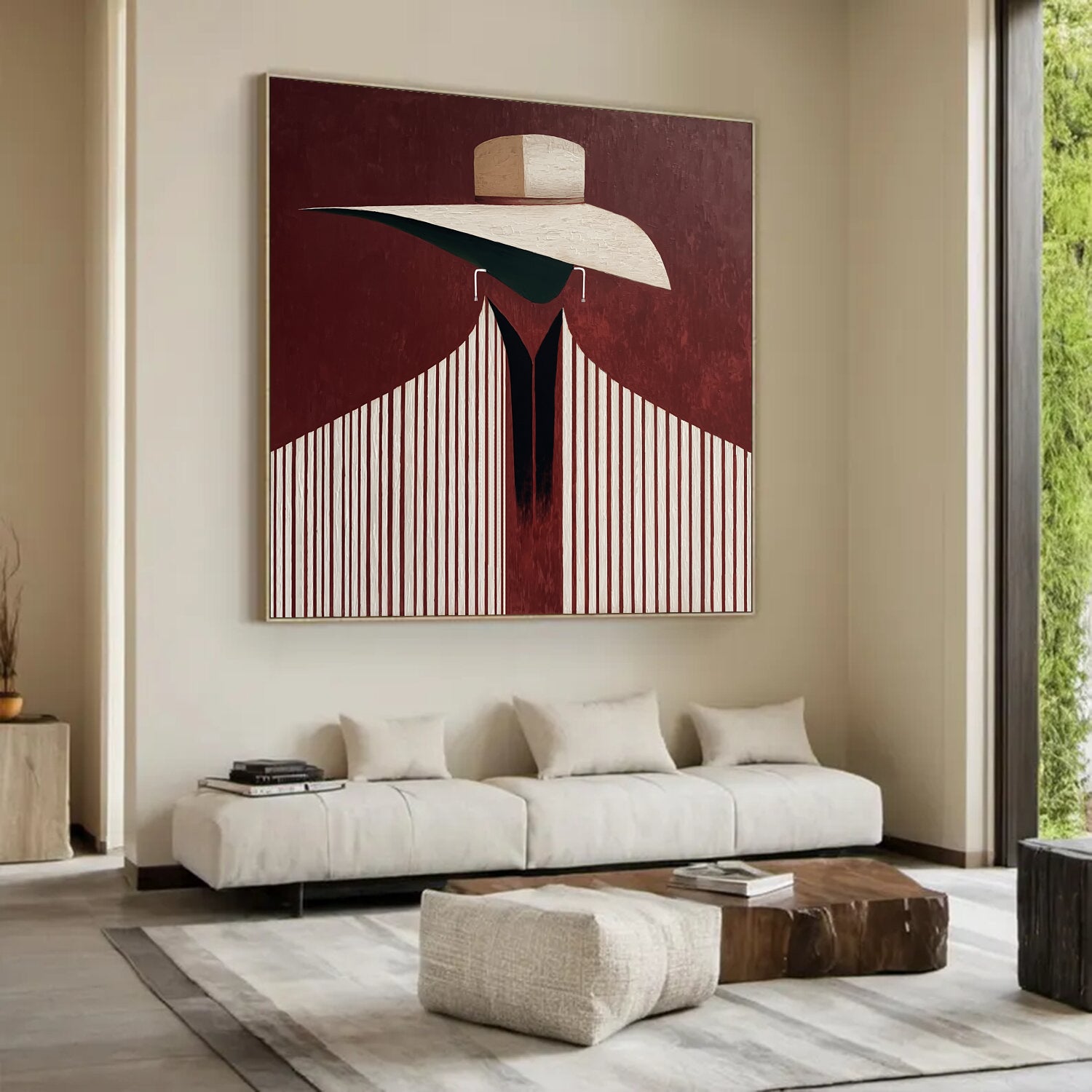 Hand-Painted Minimalist Portrait Art- Urban Chic Figural Oil Paintings