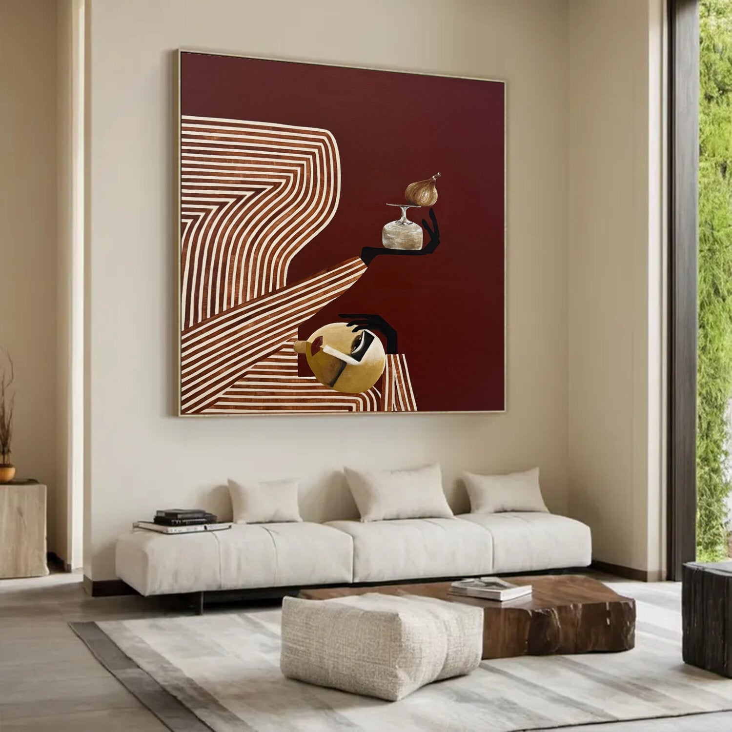 Modern Abstract Figure Wall Art Mid-century Modern Minimalist Figure Painting