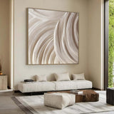 Wood carving wall art Beige Sculptured art 3D Textured Wall Decor