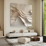 Wood carving wall art Beige Sculptured art 3D Textured Wall Decor 