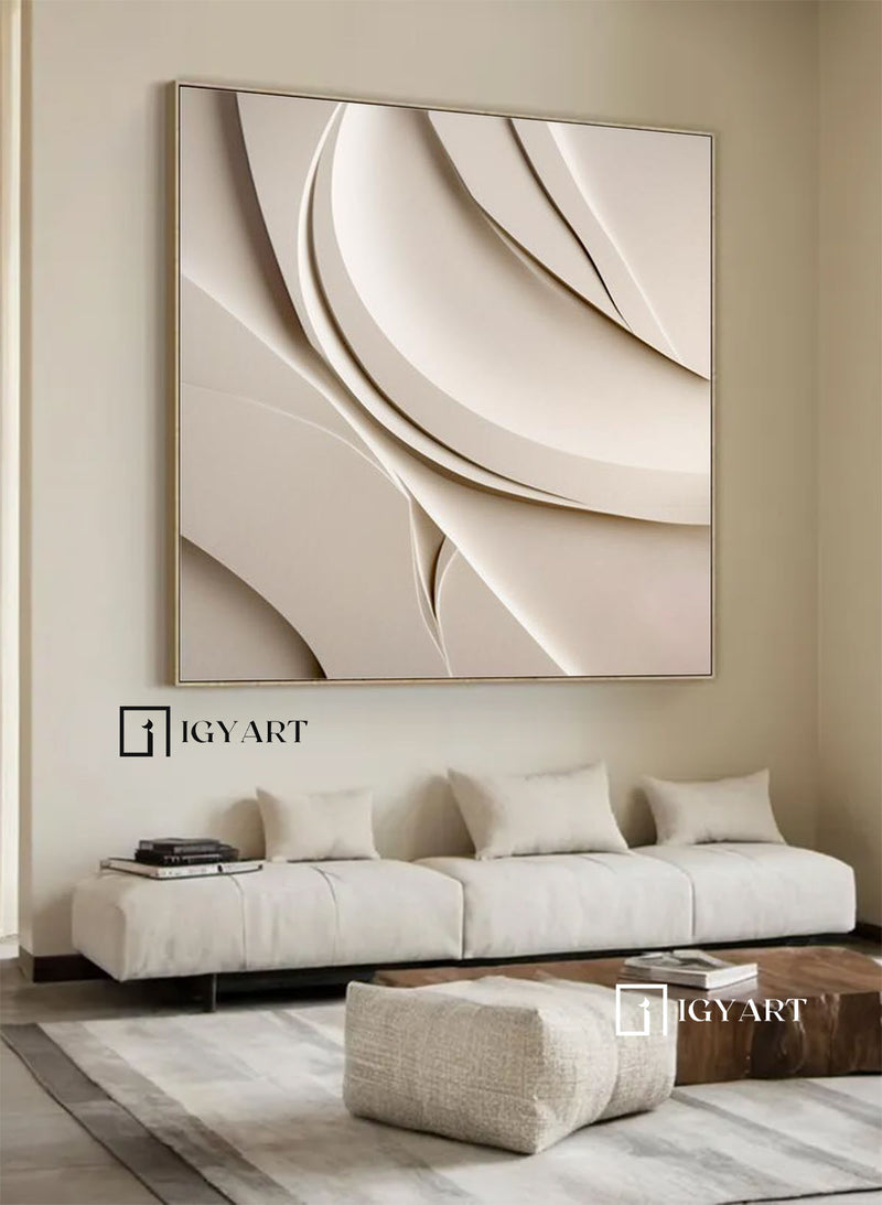 Beige Sculptured art Painting Art sculpture Textured Wall Decor Beige 3D Textured Wall Decor Customizable colors