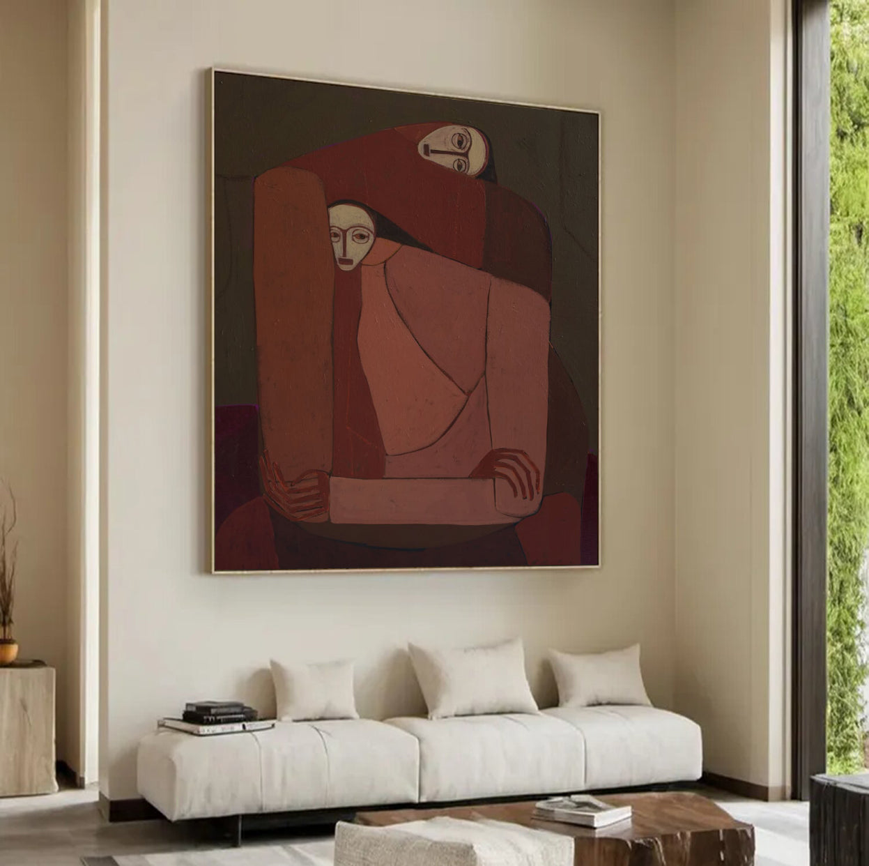 Modern Surrealist Portrait art Earthy Double Portraits painting