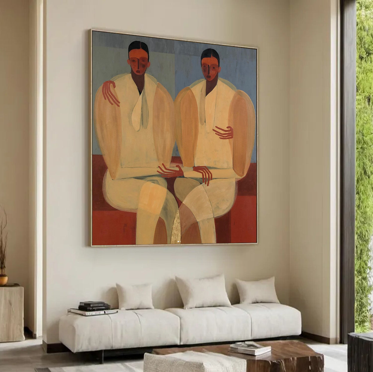 Stylized human figures painting, Contemporary abstract Portraits art