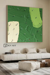 Large Green Abstract Painting Green Golf Canvas Wall Art Green Textured Wall Art Golf Course Painting