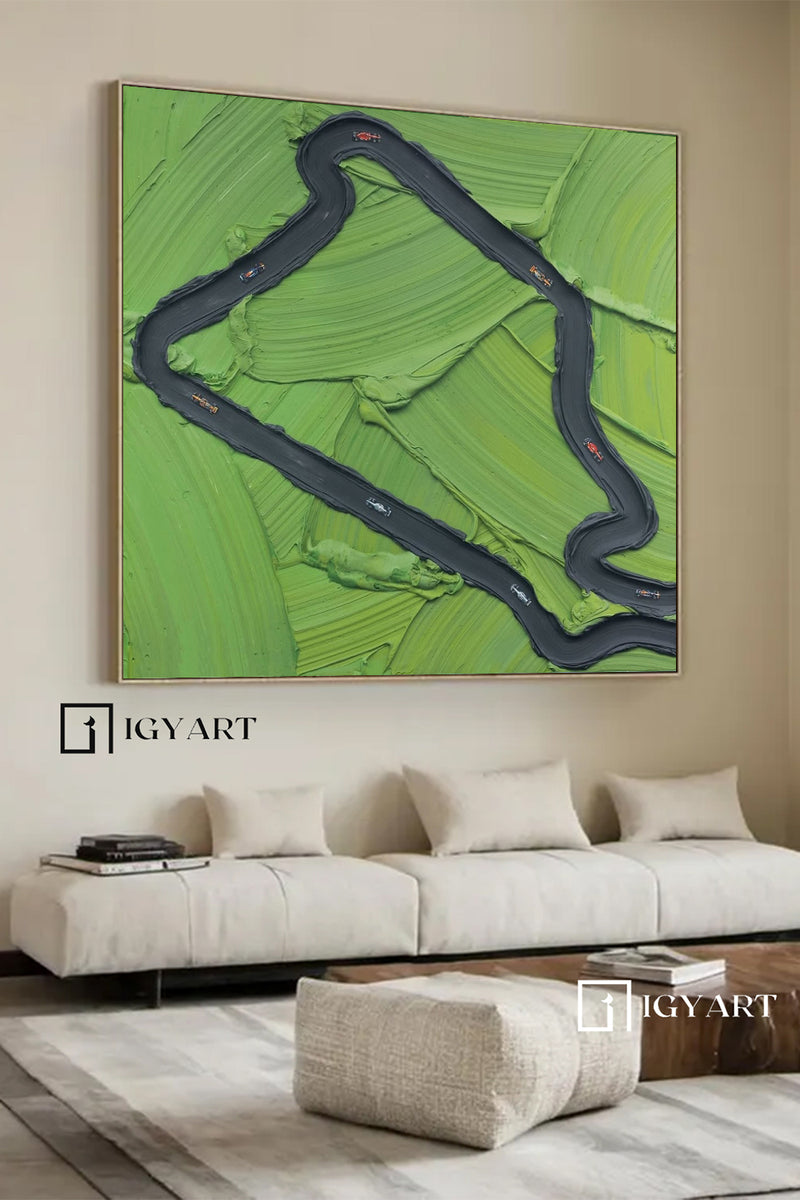 Large Green Abstract Painting Green Textured Wall Art Green Canvas Wall Art Golf Course Painting