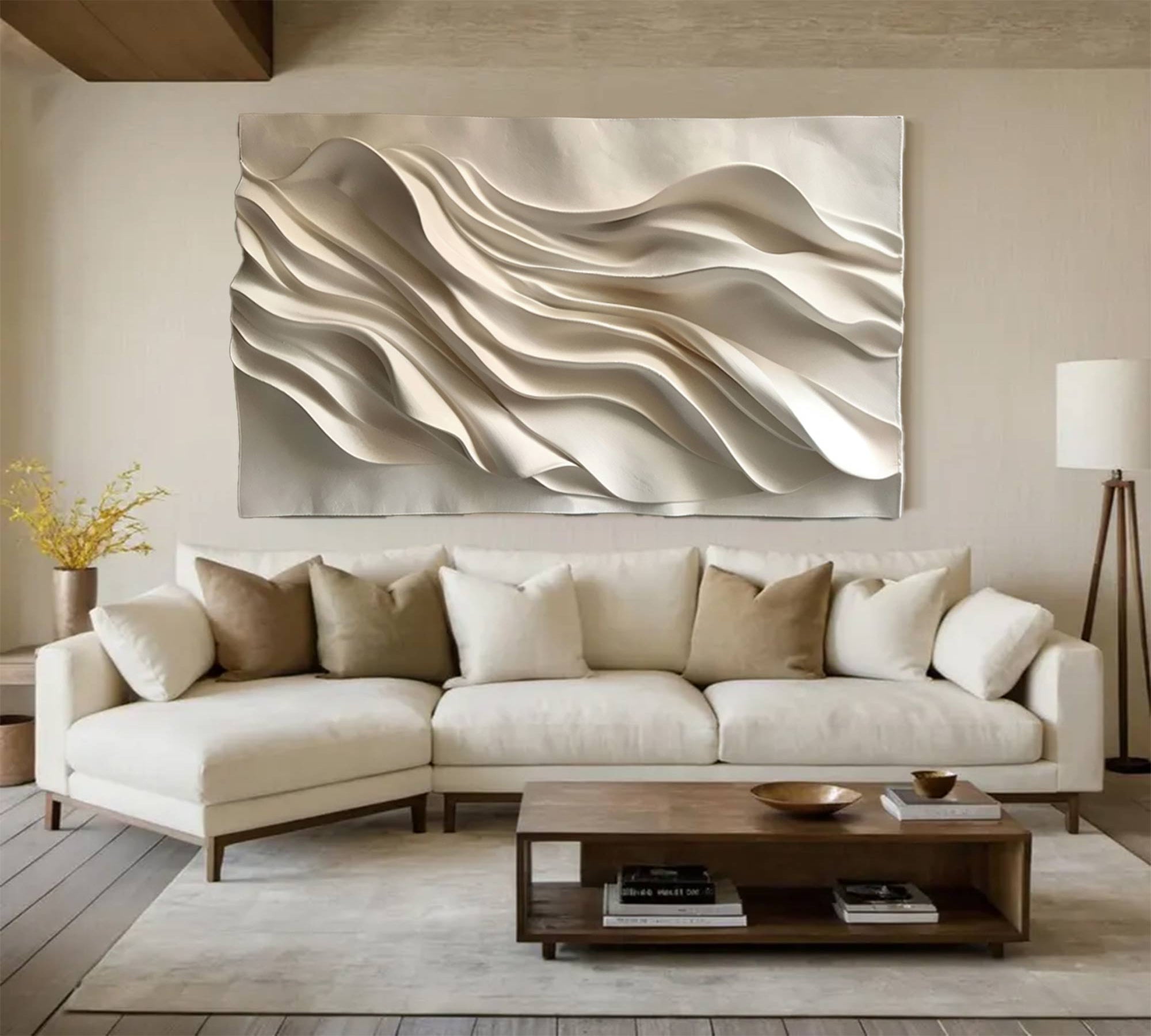 Large Horizontal decor Art Hand-Painted Wood Carving Wall decor art