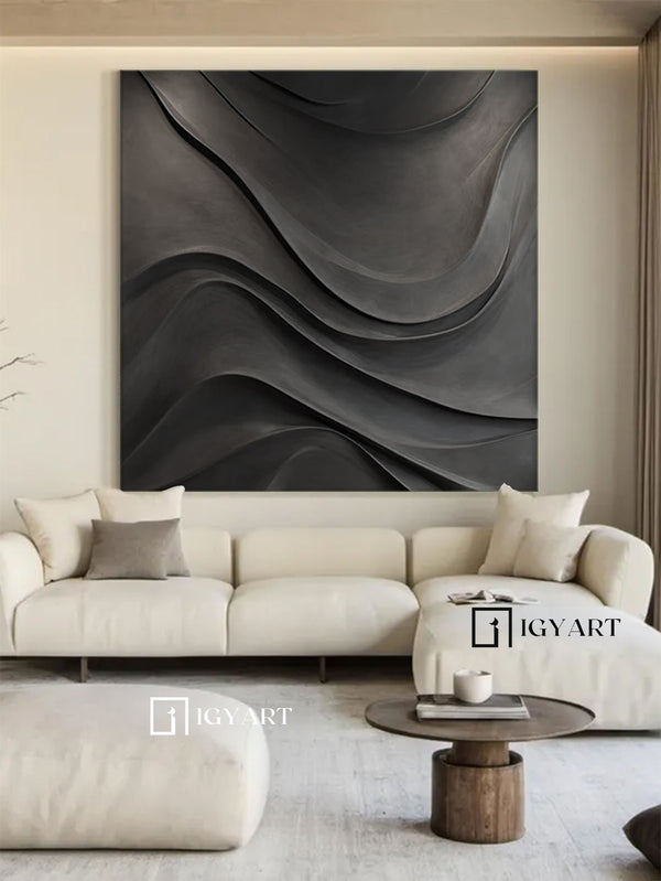 black Sculptured art Painting Art sculpture Textured Wall Decor black 3D Textured Wall Decor Customizable colors