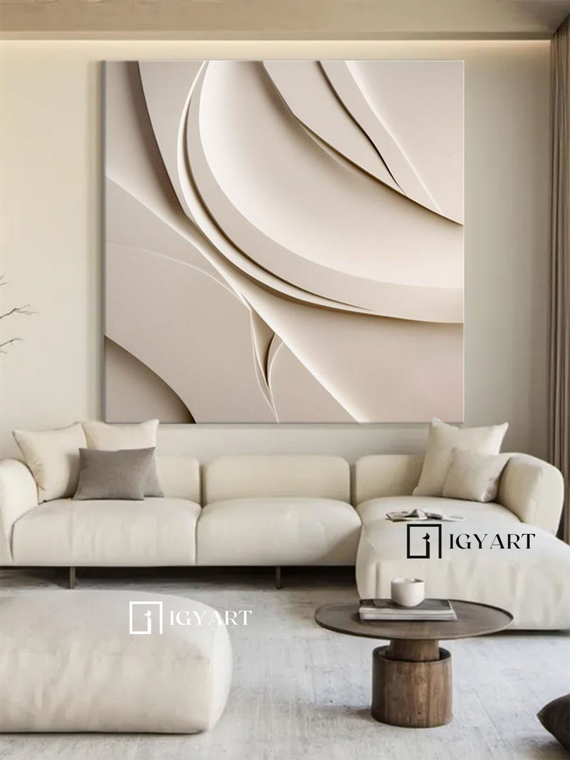 Beige Sculptured art Painting Art sculpture Textured Wall Decor Beige 3D Textured Wall Decor Customizable colors