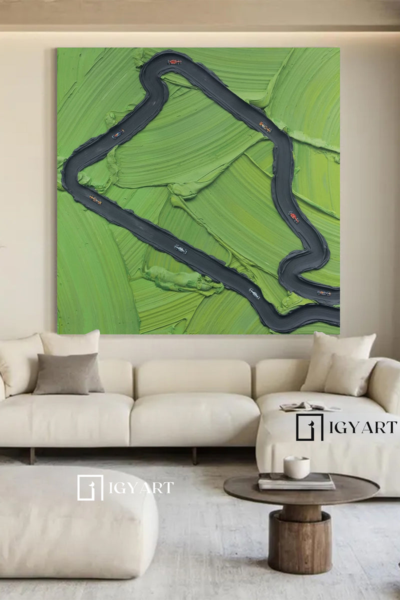 Large Green Abstract Painting Green Textured Wall Art Green Canvas Wall Art Golf Course Painting