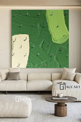 Large Green Abstract Painting Green Golf Canvas Wall Art Green Textured Wall Art Golf Course Painting