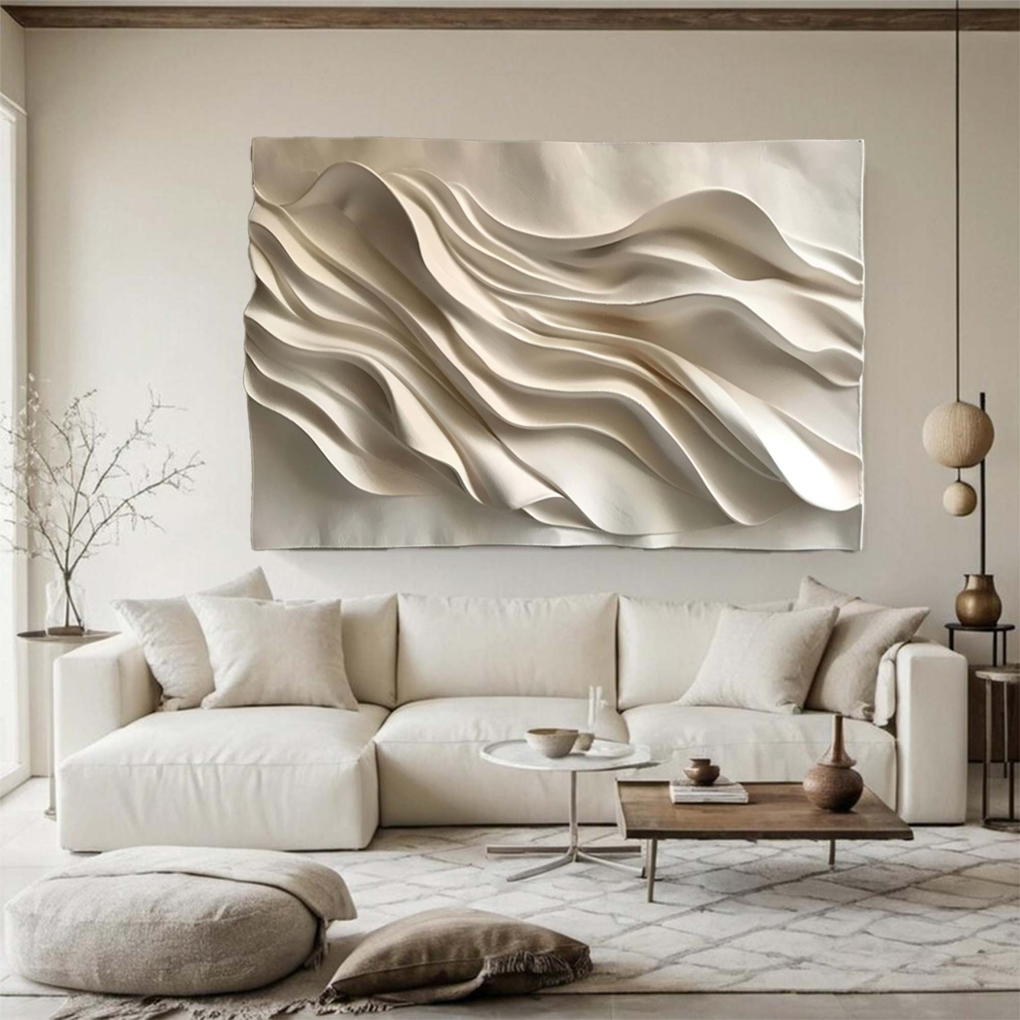 Large Horizontal decor Art Hand-Painted Wood Carving Wall decor art
