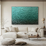 Blue Sculptured art Painting Wood carving wall art Art sculpture Textured Wall Decor Abstract 3D Textured Wall Art