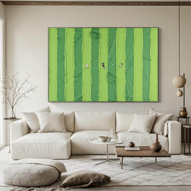 Football Sports Oil Painting Green abstract art Large Green Textured Painting on Canvas Green Minimalist Wall Art 