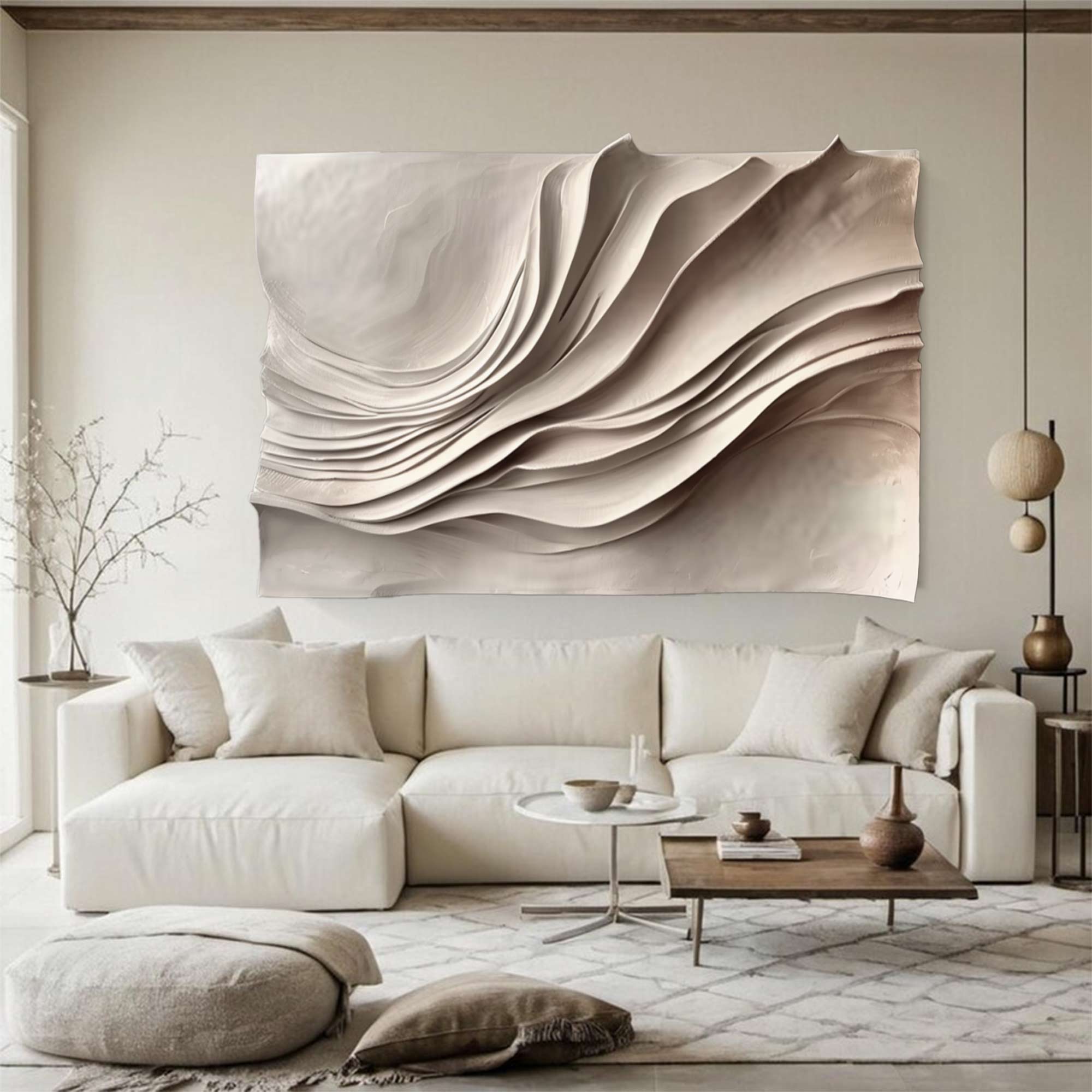 Large Horizontal decor Art Hand-Painted Wood Carving Wall decor art