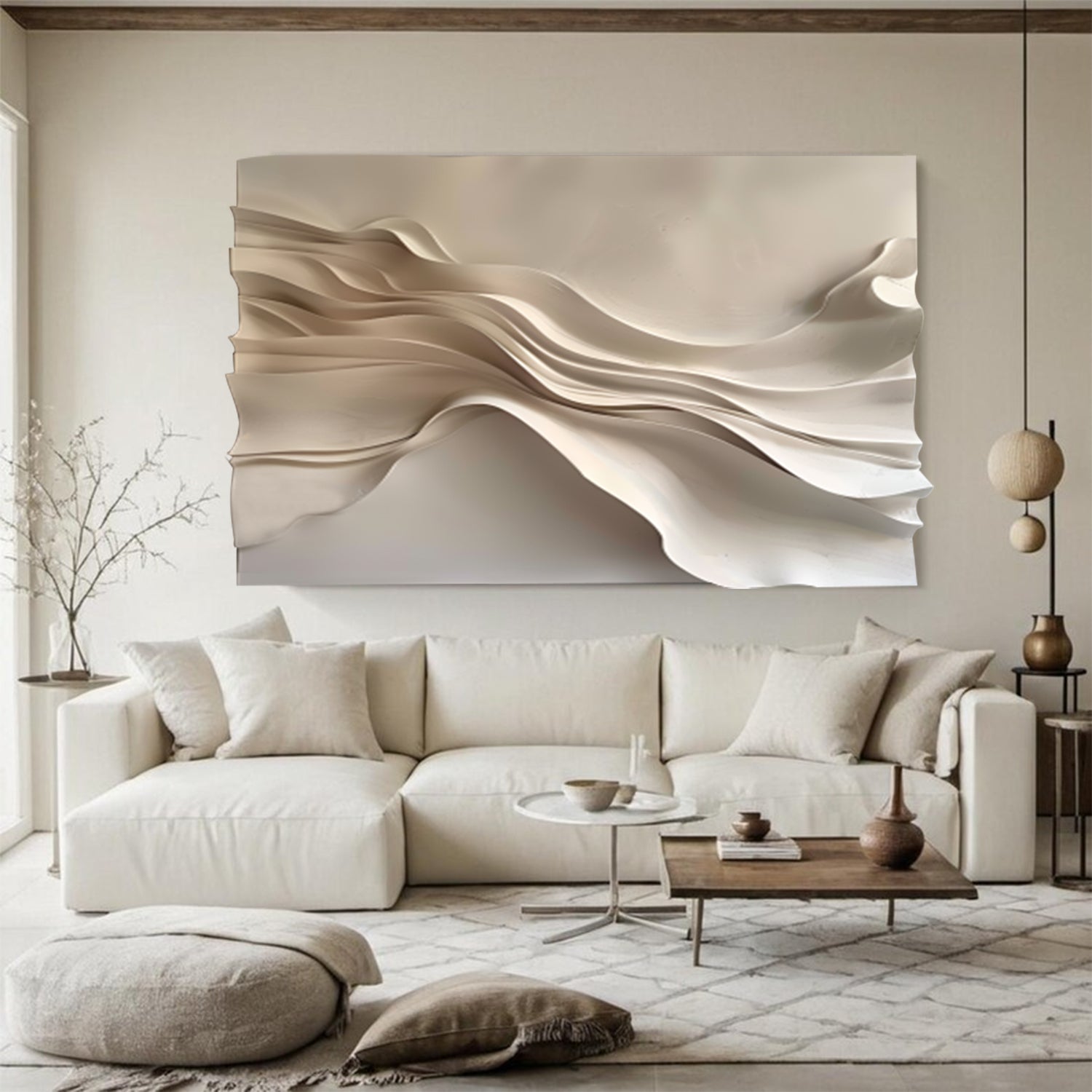 Hand-Painted Wood Carving Wall Art 3D Textured Sculpture wall art