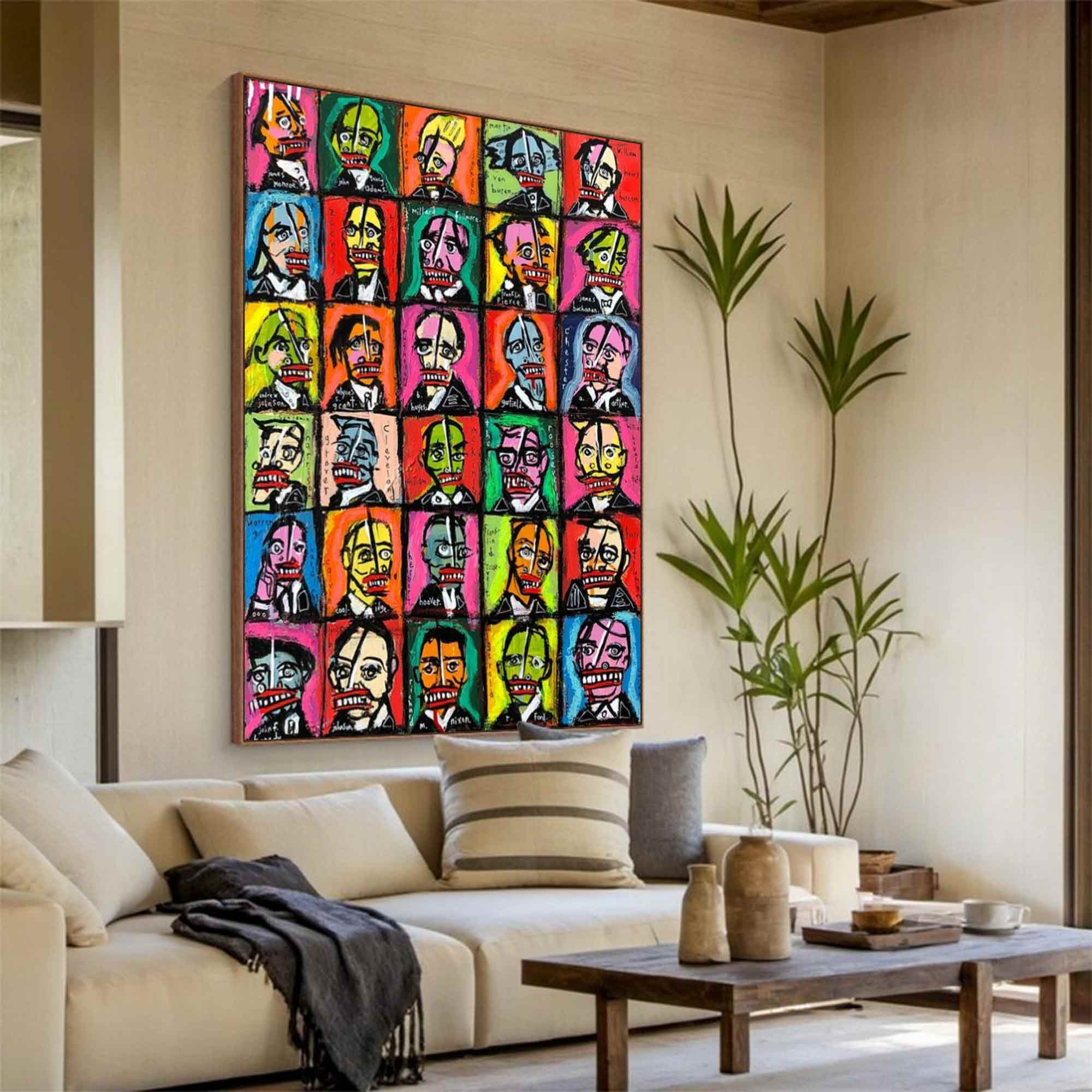 Pop Art Presidents Abstract Graffiti Style Portrait Painting Colorful Modern Political Wall Art