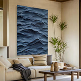 blue sculpture Textured Wall Decor blue Sculptured Wood Block Art Sculptured art Painting Customizable colors