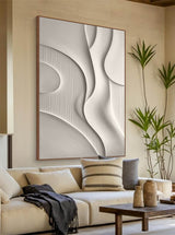 White sculptured minimalist art Customized colors Wood carving wall art White Textured Wall art White Sculptured art Painting