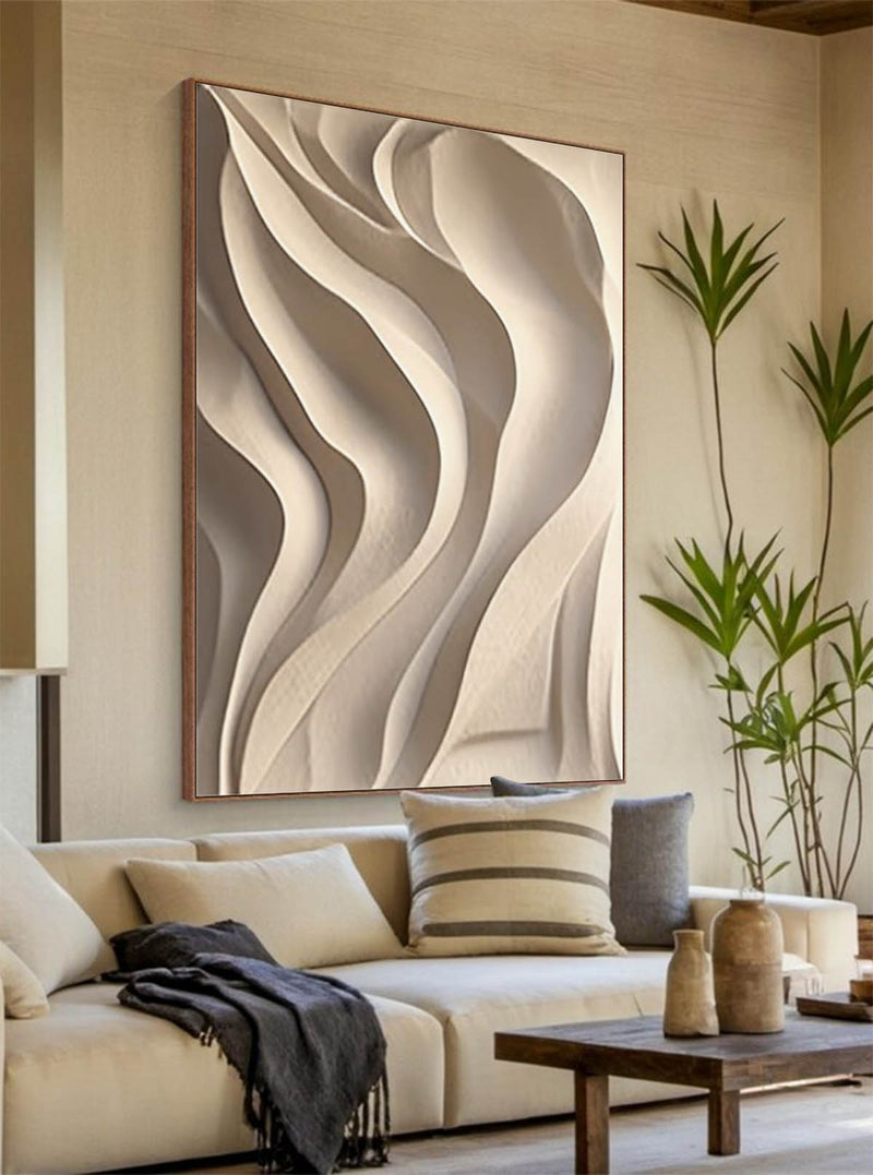 Beige Sculptured art Vertical wood carving wall ar Begie wood carving wall art Customized colors