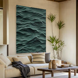 Green sculpture Waves Textured Wall Decor Green Sculptured Wood Block Art Sculptured art Painting 