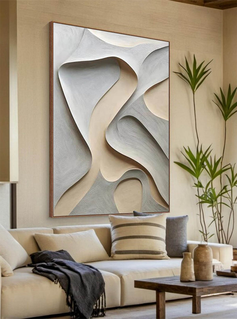 Beige grey wood carving wall art Beige grey Sculptured art Vertical wood carving wall art Customized colors