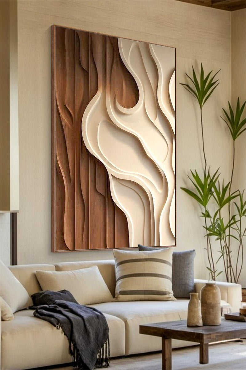 Reddish brown Textured Wall art brown Sculptured art Painting Wood carving wall art Customized colors