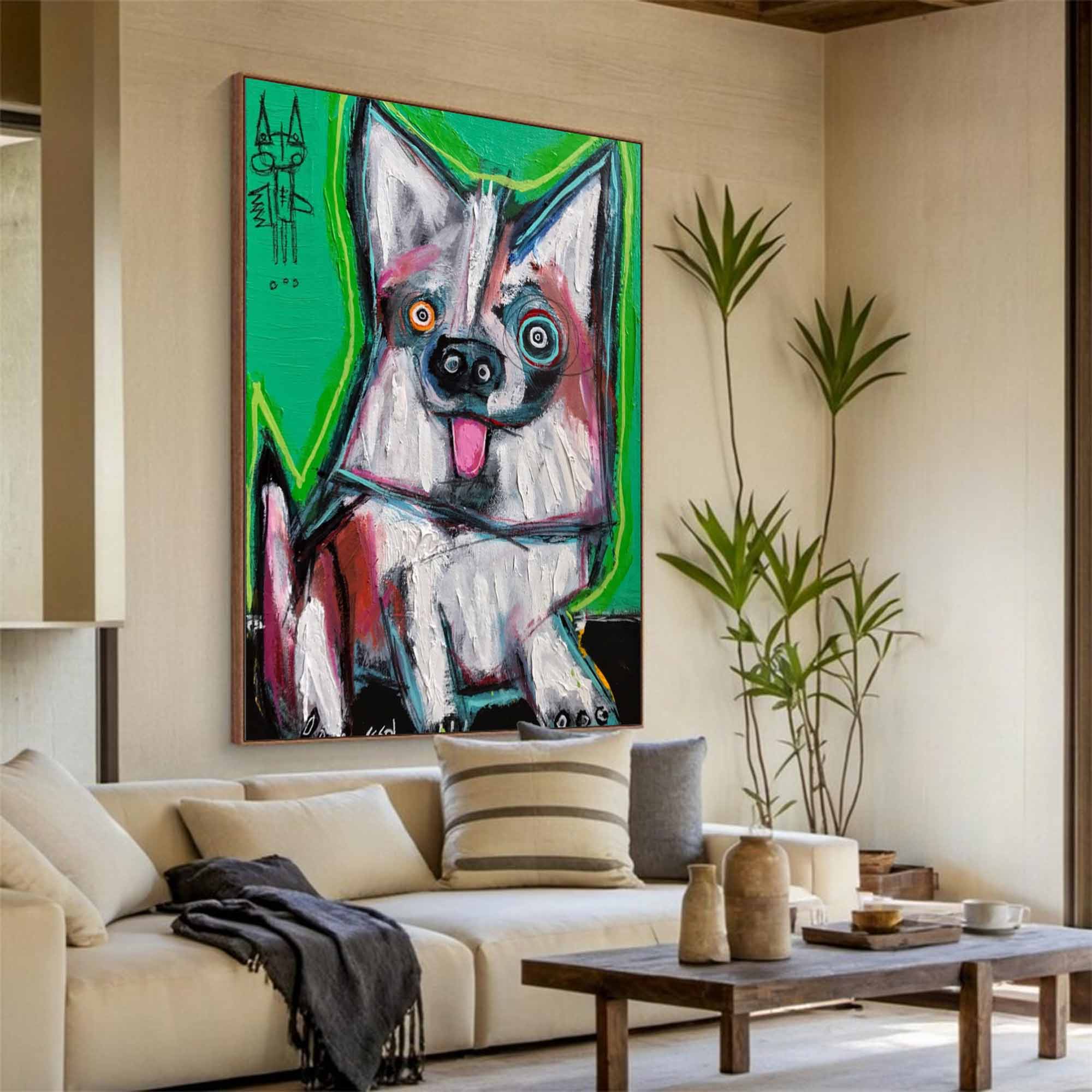 Modern Pop Art Colorful Pop Art Dog Canvas Street Graffiti Dog Art